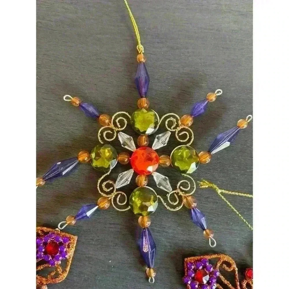 Jeweled Cross And Snowflake‎ Ornaments (Lot Of 3) - Picture 4 of 6